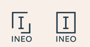 Kombinacije logotipa i tipografije za imaginarnu tvrtku INEO koja se bavi dizajnom interijera i 3D vizualizacijom.